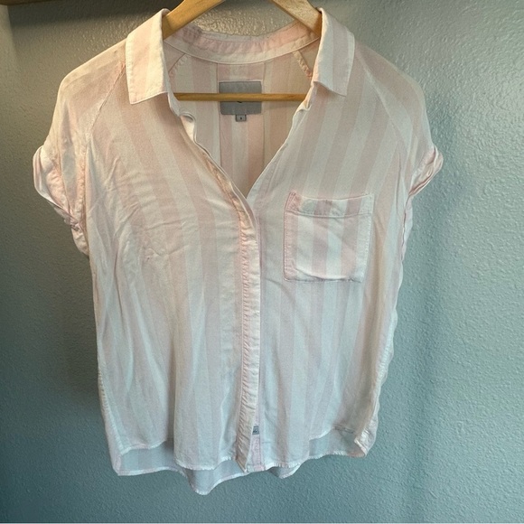 Rails cabana striped button down shirt small baby pink white stripe sleeveless - Picture 3 of 10
